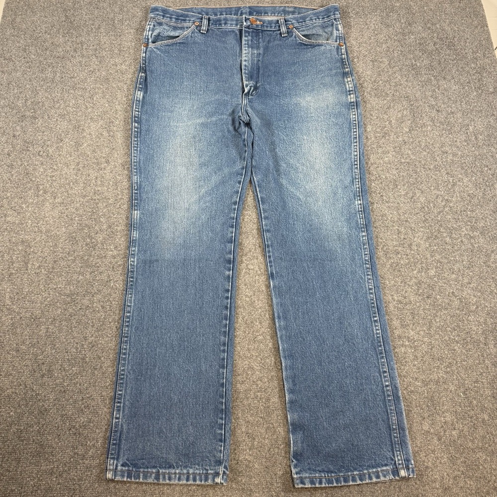 Wrangler Jeans Mens 38x32 (Fits 35x31) Blue Cowboy Cut Slim Fit 936DEN Western‎